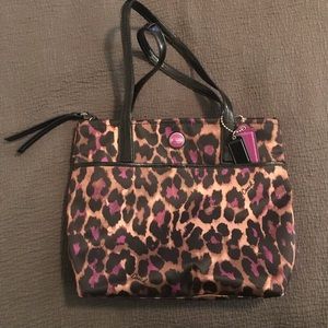 Rare authentic coach purse purple leopard